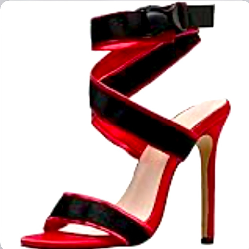 CHASE + CHLOE ROBIN BI-COLOR ANKLE WRAP HEELS